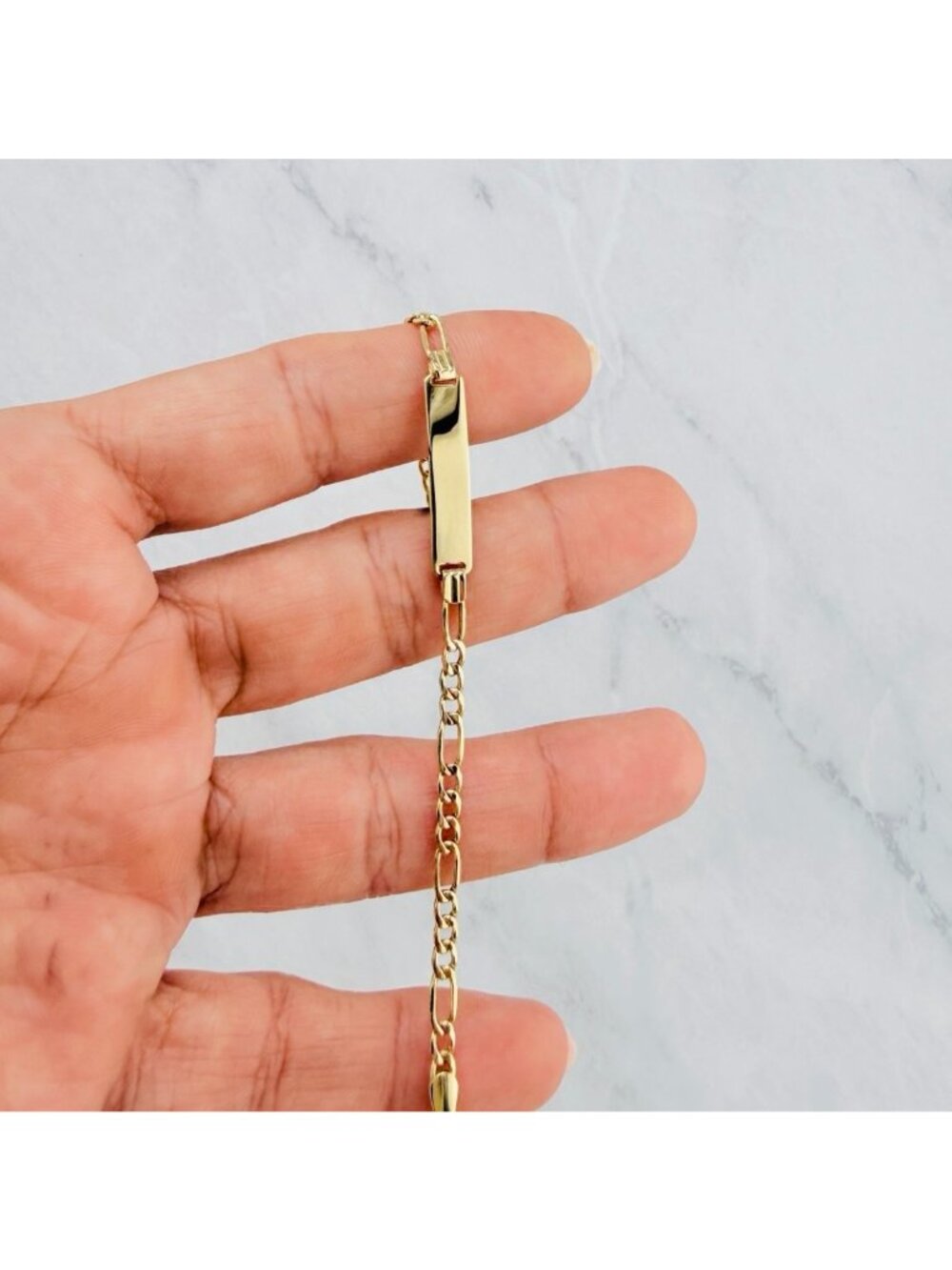 ✦ Real 14K Gold ID Bracelet ✦ Baby / Kids boy Girl Bracelet figaro 6"